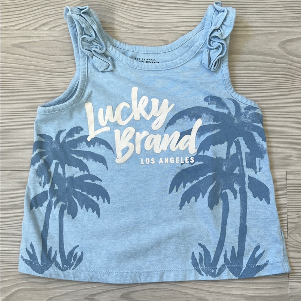 Lucky Brand Light Blue Kids Tank with Palm Design